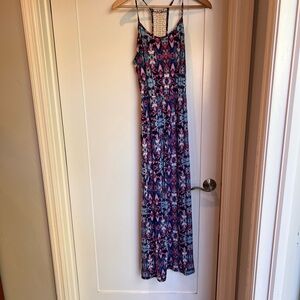 Pink Rose Multicolor Geometric Maxi Dress